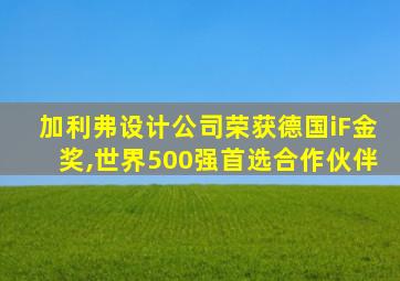 加利弗设计公司荣获德国iF金奖,世界500强首选合作伙伴