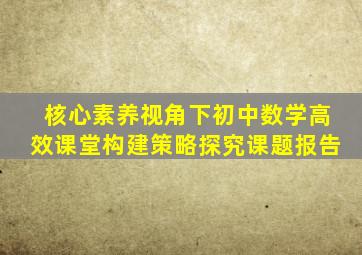核心素养视角下初中数学高效课堂构建策略探究课题报告