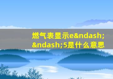 燃气表显示e––5是什么意思